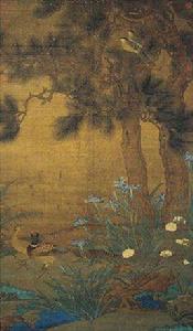 宋人畫雙松花鳥圖 宋人畫雙松花鳥圖