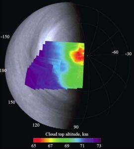 金星紫外波段下的雲層高度圖像