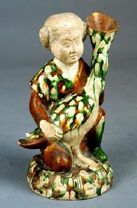 （圖）唐三彩抱鴨女傭瓶