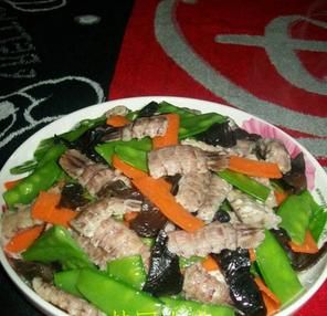 荷蘭豆炒琵琶蝦 荷蘭豆炒琵琶蝦