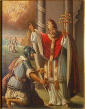 阿尼塞教宗與皈依的羅馬士兵(19世紀油畫)