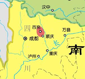 1846年南明軍和大西軍勢力範圍圖