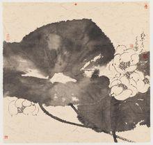 國畫作品《蓮·重疊金》