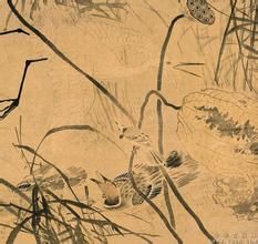 明呂紀殘荷鷹鷺圖軸