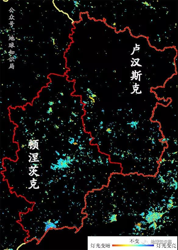 2015-2018的盧漢斯克和頓涅茨克燈光正在全面恢復不過西部的“邊界”例外
