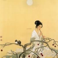 月下吹簫圖軸 月下吹簫圖軸