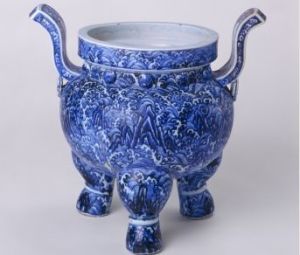 青花海水紋香爐