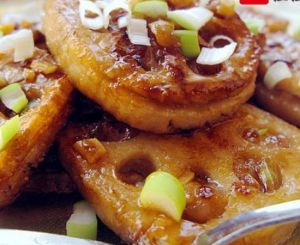 糖桂花釀肉餡藕夾