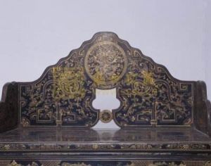 清黑漆描金山水寶座 清黑漆描金山水寶座