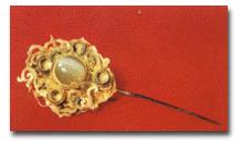 金鑲貓眼石釵 金鑲貓眼石釵