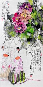 孫光作品《春意對歌圖》（四尺）