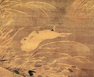 《蒼鷹攫兔圖》局部