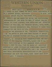 J.F.甘迺迪總統賀電“100周年校慶”