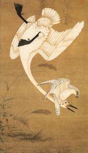 明殷偕鷹擊天鵝圖軸 明殷偕鷹擊天鵝圖軸