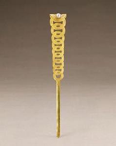 清金鏨連環花簪 清金鏨連環花簪