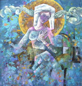 曲寶《婀娜少女的夢》彩墨畫 2008年創作