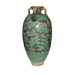 刻花四系綠釉梅瓶 刻花四系綠釉梅瓶