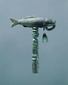 銅魚杖頭飾 銅魚杖頭飾