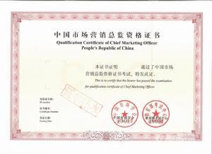 《中國市場行銷總監資格證書》