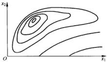 圖2  非正定二元二次函式的等值線