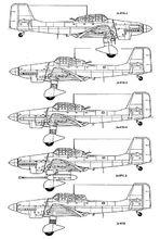 Ju 87 各型線圖對比，最後一架為 Ju 87H