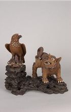 清黃炳塑素胎熊鷹 清黃炳塑素胎熊鷹