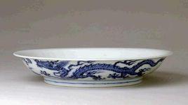 明永樂青花雲龍紋盤 明永樂青花雲龍紋盤