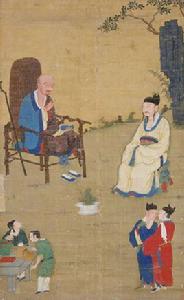 明人蕭翼賺蘭亭圖軸 明人蕭翼賺蘭亭圖軸