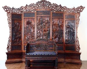 清紫檀雕花寶座 清紫檀雕花寶座