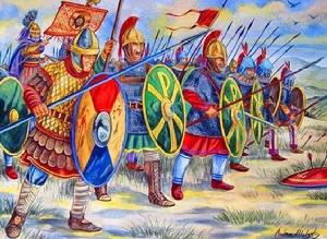 拜占庭步兵最後還用密集陣抵抗了一陣