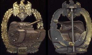 銅製100突擊級別坦克突擊獎章