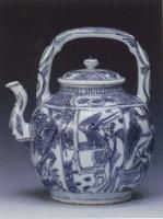 青花人物提梁壺