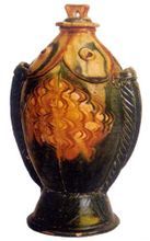 三彩陶雙魚形壺 三彩陶雙魚形壺