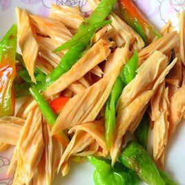 青椒炒腐竹 青椒炒腐竹