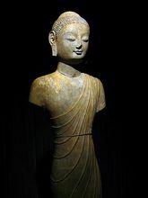 北齊貼金彩繪石佛立像