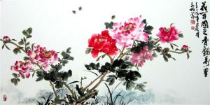 國畫牡丹，紅牡丹，寫意牡丹