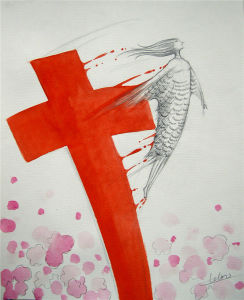 《潔之生》：尺寸41cmX52m作者：趙樂琳 材質：鉛筆水彩 創作日期：2015年