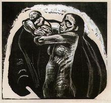 《戰爭》系列木刻版畫 《犧牲》