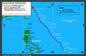 Typhoon 2000 的颱風麥莎路徑圖