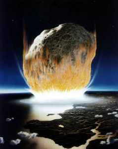 藝術家眼中的小行星撞地球情景