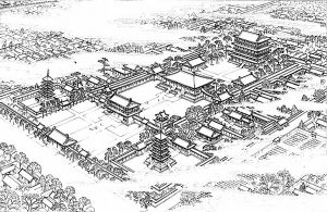 傅熹年先生根據史料推斷出的唐景福年間（公元892年前後）憫忠寺復原圖