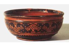 西漢彩漆斜方格紋碗 西漢彩漆斜方格紋碗