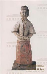 彩繪盤髻女陶俑