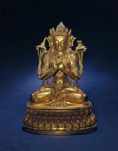 銅鎏金文殊像 銅鎏金文殊像