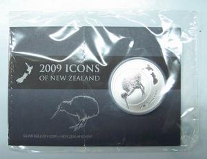 （圖）紐西蘭2009年幾維鳥BU紀念銀幣卡裝