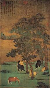 元趙雍駿馬圖軸 元趙雍駿馬圖軸