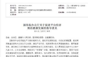 國務院辦公廳關於促進平台經濟規範健康發展的指導意見 國務院辦公廳關於促進平台經濟規範健康發展的指導意見