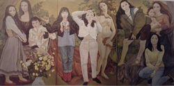 我的同學 200x450cm 木板油畫 1992