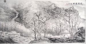 畫作:古木寒林右作者:潘新生尺寸:272*68