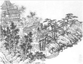 明沈周虎丘戀別圖軸 明沈周虎丘戀別圖軸